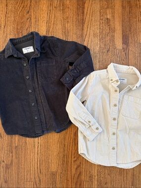 Old Navy Kids Corduroy Button-Down Shirt Set - Black & Cream XS size 5